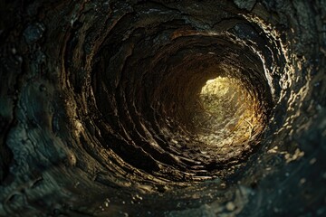 Poster - A dark and mysterious tunnel with a beacon of light guiding the way, perfect for use in scenes where characters are navigating through challenging situations