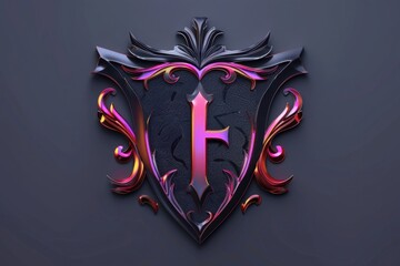 Aufkleber - A close-up of a pink 'H' on a black shield, symbolizing protection and honor