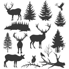  silhouette wildlife black color only