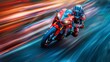 © Jafree - Male motorcyclist speeding on a red sportbike. Fast ride on a racing bike. Concept of motorsport, speed, adrenaline, dynamic movement