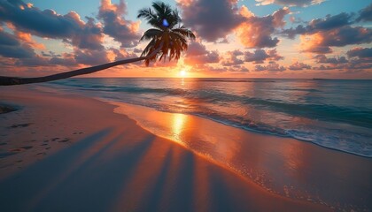 Palm Tree in Beautiful Sunset