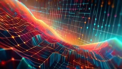 Digital abstract background for technological operations, neural networks, AI, data transmission and encryption, digital archives, audio and visual representations, scientific research. Copy space.