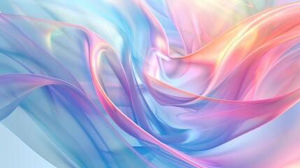 Canvas Print - Soft pastel blue background featuring a closeup of a beautiful abstract geometric shape in rainbow hues, creating a serene and vibrant visual