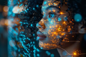 Aufkleber - A detailed close-up image showcasing the cool-toned bokeh effect alongside illuminated fiber optics