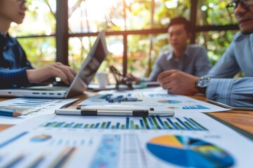 Poster - Corporate professionals analyzing business performance with charts and graphs