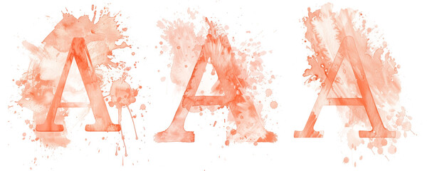 Wall Mural - Ai Generated Art Watercolor Set of Multiple Different Pastel Capital A Letters In Peach Orange Colors On a White Background