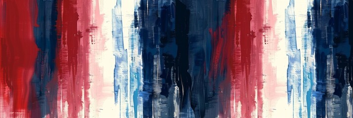 Canvas Print - pattern with a digital print of vertical stripes in red, white and blue, their colors blending into each other, creating an abstract background that evokes the spirit of unity and freedom Generative A