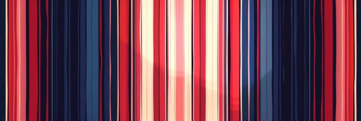 Wall Mural - pattern with a digital drawing of vertical stripes in red, white, and blue, their colors creating an illusion that they seem to blend into each other Generative AI