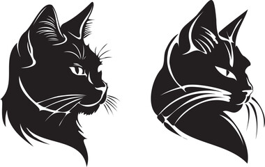 Wall Mural - Cats  silhouette head icons logo