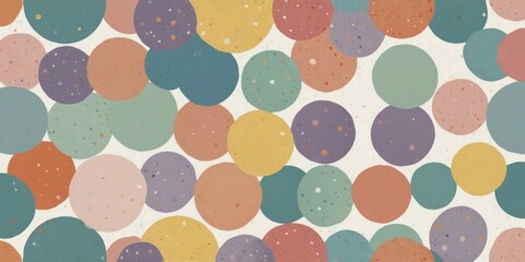 Wall Mural - Seamless pattern of soft, pastel-colored polka dots on a white background, ideal for children’s designs, playful branding, or creating a cheerful, whimsical atmosphere in digital and print projects