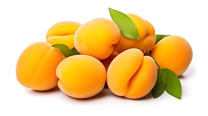 Wall Mural - apricots with leaves  white background