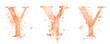 © Natalia - Ai Generated Art Watercolor Set of Multiple Different Pastel Capital Y Letters In Peach Orange Colors On a White Background