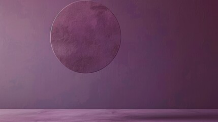 Wall Mural - Timeless sophistication: a floating circle against a royal purple solid colored texture.