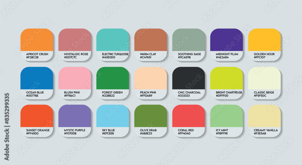 Stock-Vektorgrafik „Fashion Trend Color Guide Palette with Color Names ...