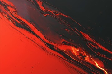 Wall Mural - Vibrant red liquid motion with black abstract shapes and details