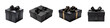© Newton - Collection set of black gift box isolated on transparent background