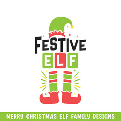 Wall Mural - Merry Christmas festive elf design, Christmas elf family svg designs