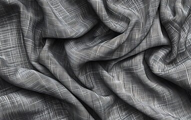 Poster - Abstract grayscale fabric pattern with intricate, seamless linen textures, highlighting varying gray shades for depth and dimension.