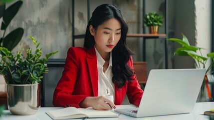 Canvas Print - The woman in red suit