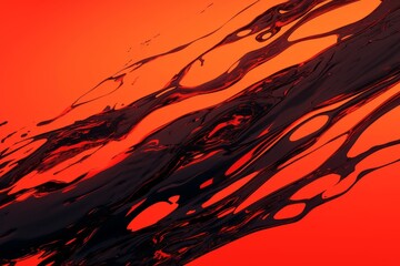 Wall Mural - Abstract red fluidity with black dynamic movement and intricate textures