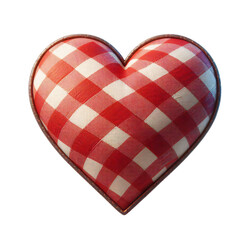 Fototapete - 3d 2d Heart element with checkered texture and strings Festa Junina de São João for composition
