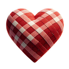Fototapete - 3d 2d Heart element with checkered texture and strings Festa Junina de São João for composition
