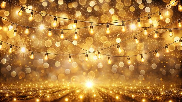 Luxurious gold background with shimmering vintage lights, creating a festive Christmas atmosphere, luxury, gold, background, vintage, lights, Christmas, shimmering, festive, bokeh, texture
