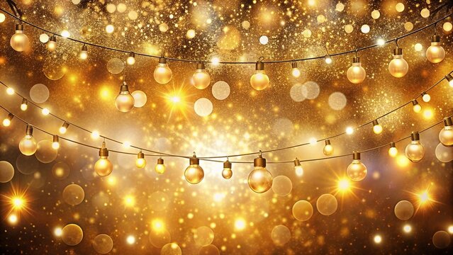Luxurious gold background with shimmering vintage lights, creating a festive Christmas atmosphere, luxury, gold, background, vintage, lights, Christmas, shimmering, festive, bokeh, texture