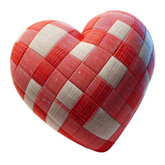 Fototapete - 3d 2d Heart element with checkered texture and strings Festa Junina de São João for composition
