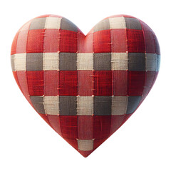 Fototapete - 3d 2d Heart element with checkered texture and strings Festa Junina de São João for composition
