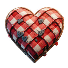 Fototapete - 3d 2d Heart element with checkered texture and strings Festa Junina de São João for composition
