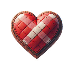 Fototapete - 3d 2d Heart element with checkered texture and strings Festa Junina de São João for composition

