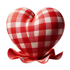 Fototapete - 3d 2d Heart element with checkered texture and strings Festa Junina de São João for composition

