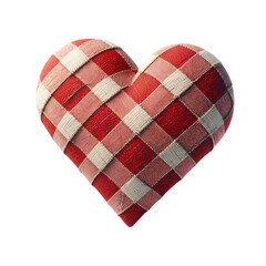 Fototapete - 3d 2d Heart element with checkered texture and strings Festa Junina de São João for composition
