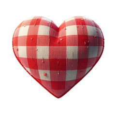 Fototapete - 3d 2d Heart element with checkered texture and strings Festa Junina de São João for composition
