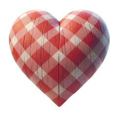Fototapete - 3d 2d Heart element with checkered texture and strings Festa Junina de São João for composition

