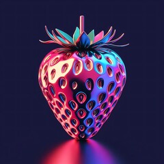 Wall Mural - chrome of a cartoon strawberry