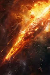 Wall Mural - comet or meteor explosion in galaxy