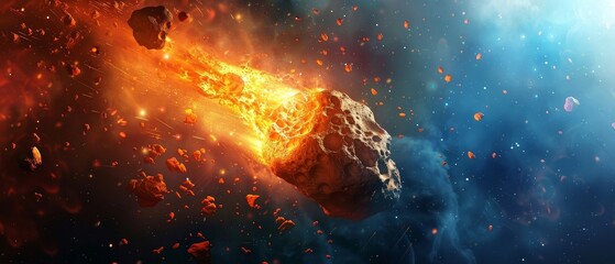Wall Mural - comet or meteor explosion in galaxy