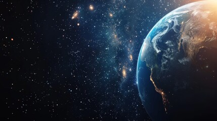 Wall Mural - space galaxy and universe with earth on dark background for adventure.