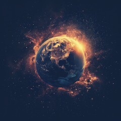 Wall Mural - space galaxy and universe with earth on dark background for adventure.