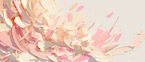 A detailed closeup showcasing the texture of thick, impasto paint strokes on a canvas, creating an aesthetic and artistic background with a palette of soft pastel colors that blend beautifully