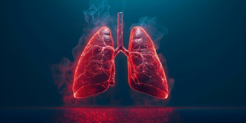 Wall Mural - Emphasizing the Importance of Health and Fitness with a Highlighted Red Human Lung. Concept Health Awareness, Fitness Goals, Red Lung Symbolism, Body Positivity, Well-being Journey