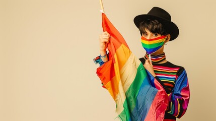 Poster - The person with rainbow flag