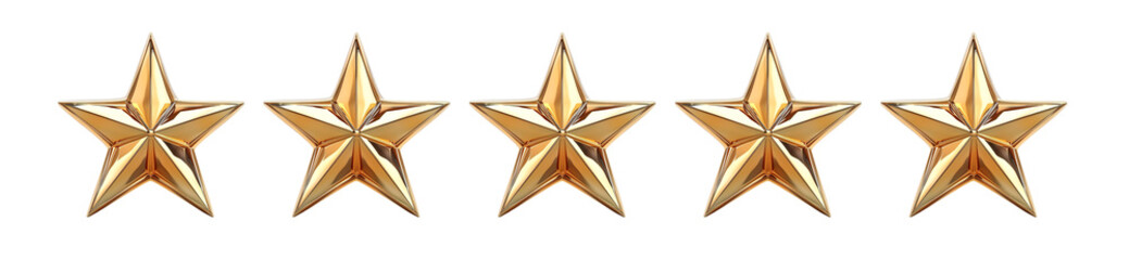 uniform five gold stars isolated, reflective, and shiny golden stars for customer reviews, customer 
