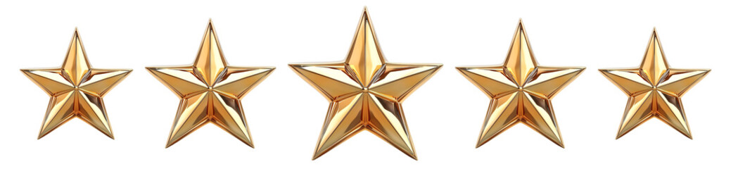 Various sizes 5 gold stars isolated, gold stars for customer reviews, customer satisfaction,5 star rank sign. Ranking system