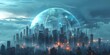 © Anastasiia - Symbolic Representation of NIS Directive Compliance: Digital City Protected by a Dome. Concept NIS Directive Compliance, Digital City, Protected Dome, Symbolic Representation