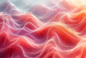 Wall Mural - Background of red and white wave with a pinkish hue with many small dots, giving it a textured appearance