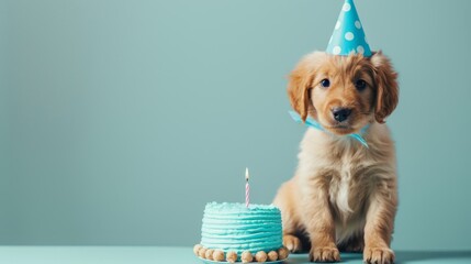 Sticker - The Puppy and Birthday Cake.