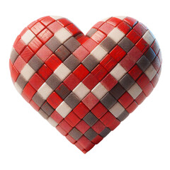 Fototapete - 3d 2d Heart element with checkered texture and strings Festa Junina de São João for composition 1
